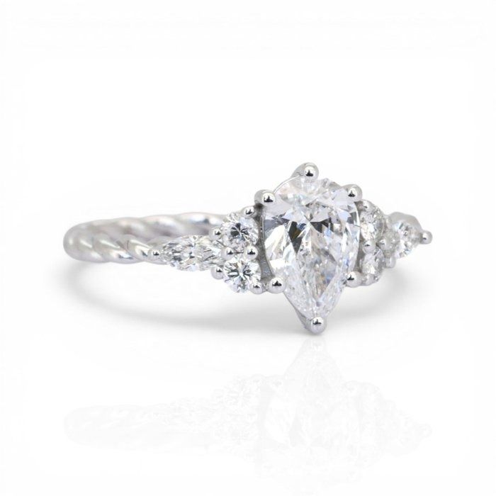 1.17 Carat GIA Certified 18K White Gold 7-Stone Ring