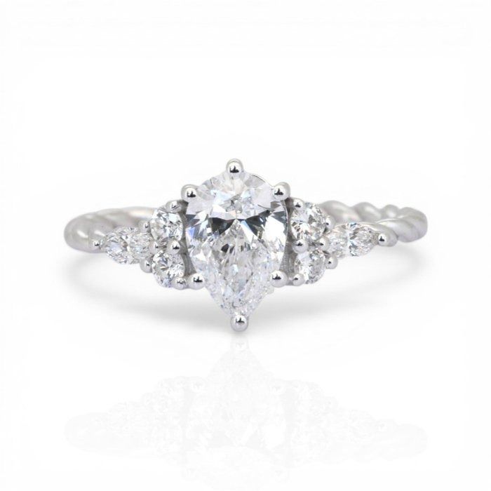 1.17 Carat GIA Certified 18K White Gold 7-Stone Ring