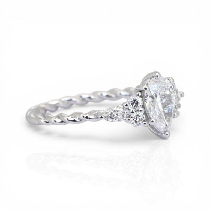 1.17 Carat GIA Certified 18K White Gold 7-Stone Ring