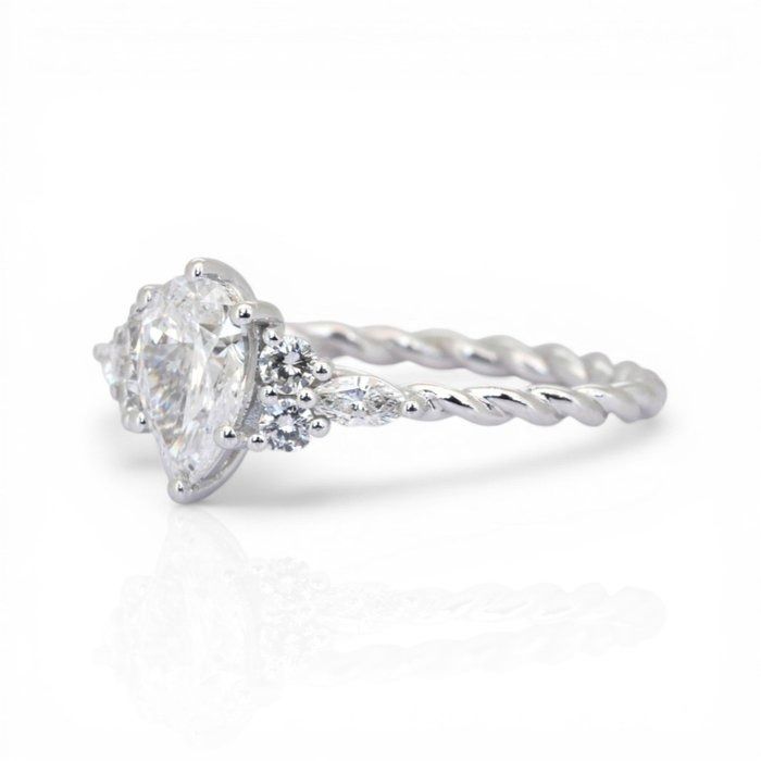 1.17 Carat GIA Certified 18K White Gold 7-Stone Ring