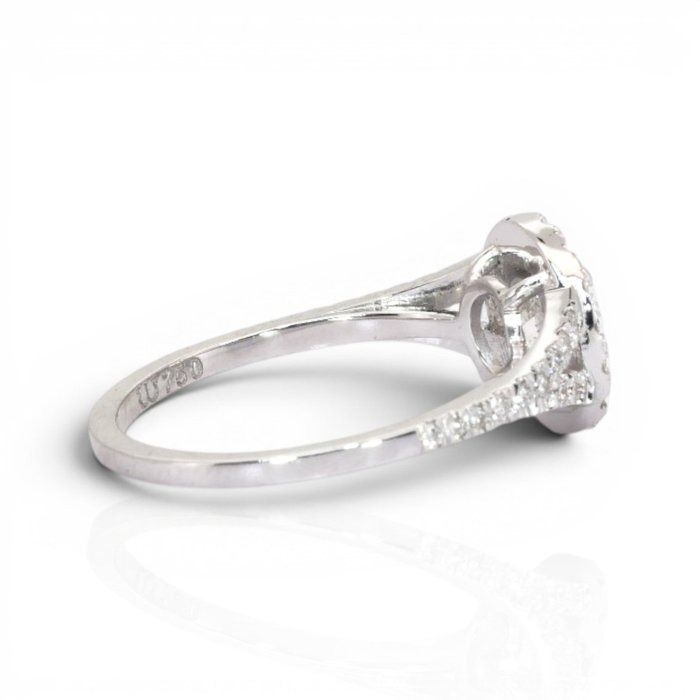 1.21 Carats IGI Certified Natural Diamond 18K White Gold Halo Ring