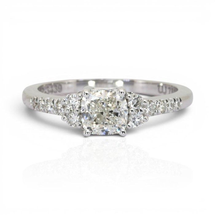 1.22 Carats IGI Certified Natural Diamond 18K White Gold Pave Ring