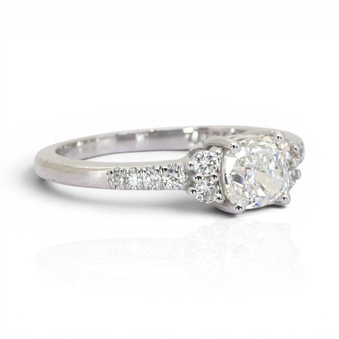 1.22 Carats IGI Certified Natural Diamond 18K White Gold Pave Ring