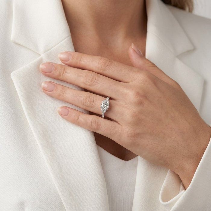 1.22 Carats IGI Certified Natural Diamond 18K White Gold Pave Ring
