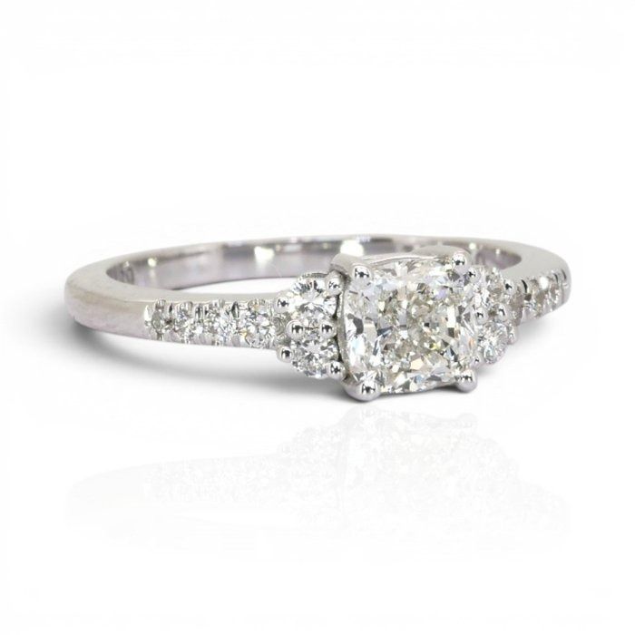 1.22 Carats IGI Certified Natural Diamond 18K White Gold Pave Ring