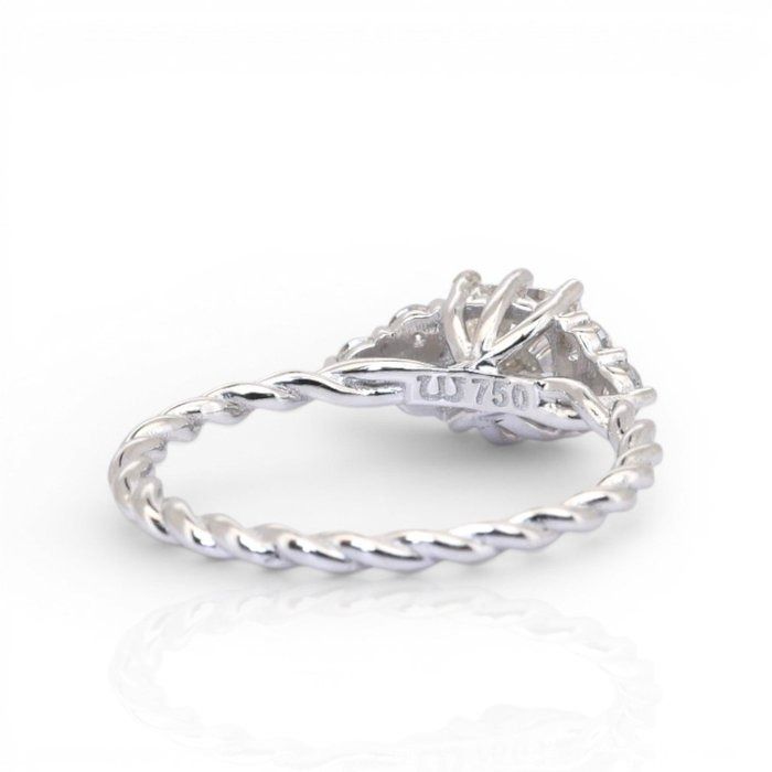 1.29 Carats GCI Certified Natural Diamond 18K White Gold Pave Ring