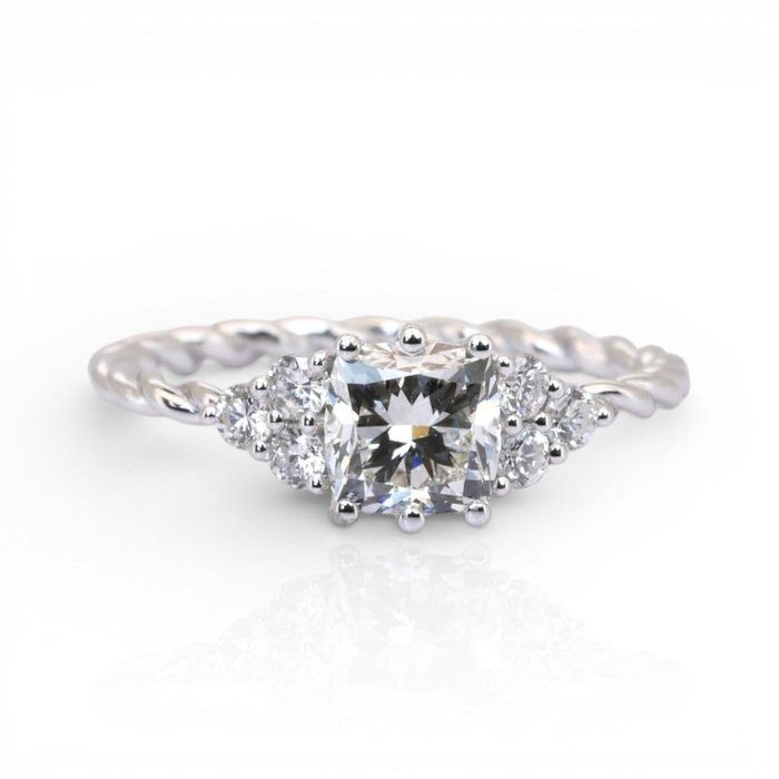 1.29 Carats GCI Certified Natural Diamond 18K White Gold Pave Ring