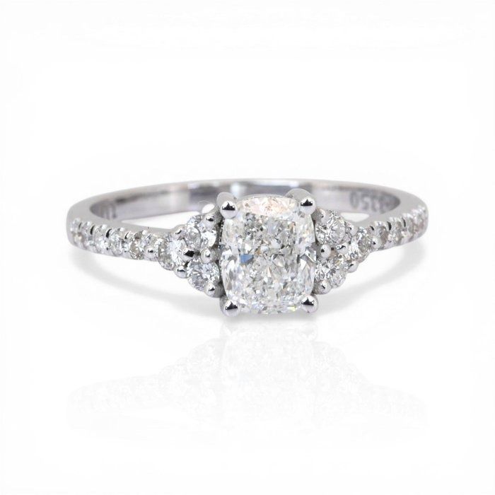 1.31 Carat IGI Certified 18K White Gold Cluster Ring