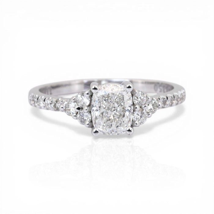 1.31 Carat IGI Certified 18K White Gold Cluster Ring