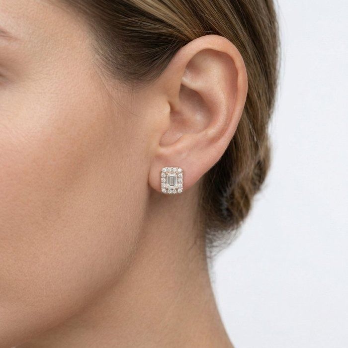 1.40 Carats GCI Certified Natural Diamond 18K Rose Gold Stud Earrings