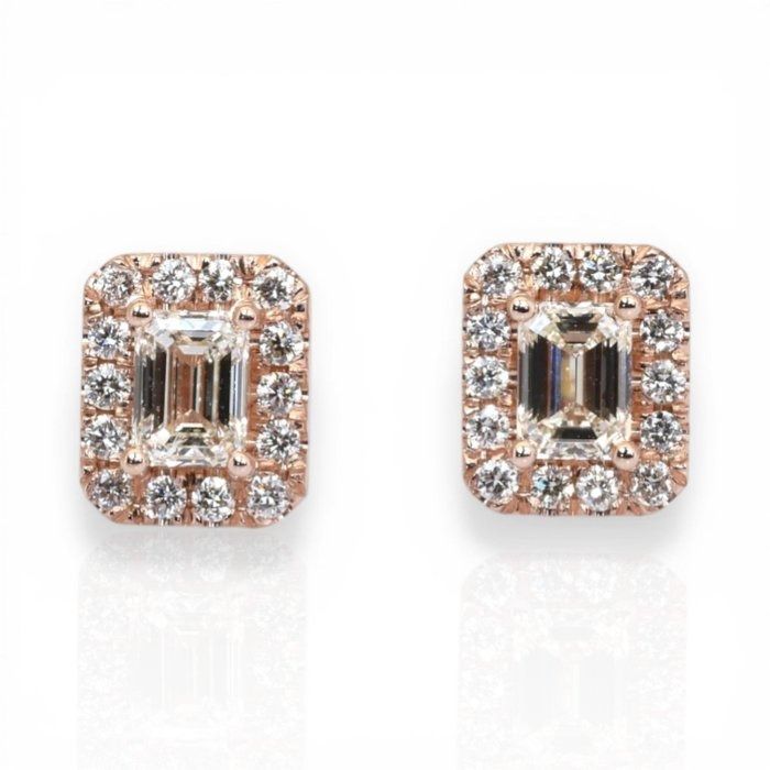 1.40 Carats GCI Certified Natural Diamond 18K Rose Gold Stud Earrings