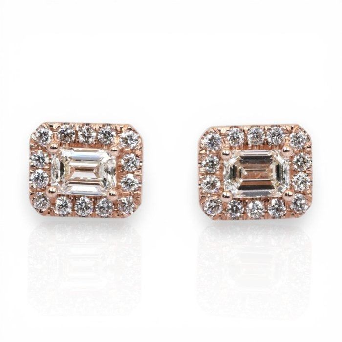 1.40 Carats GCI Certified Natural Diamond 18K Rose Gold Stud Earrings