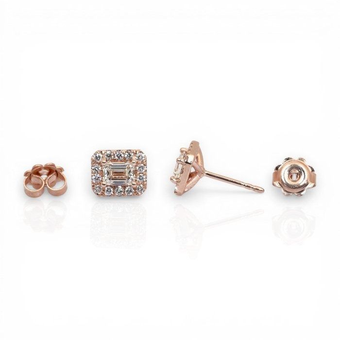 1.40 Carats GCI Certified Natural Diamond 18K Rose Gold Stud Earrings
