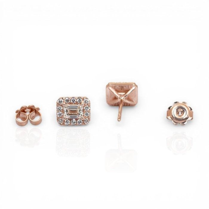 1.40 Carats GCI Certified Natural Diamond 18K Rose Gold Stud Earrings