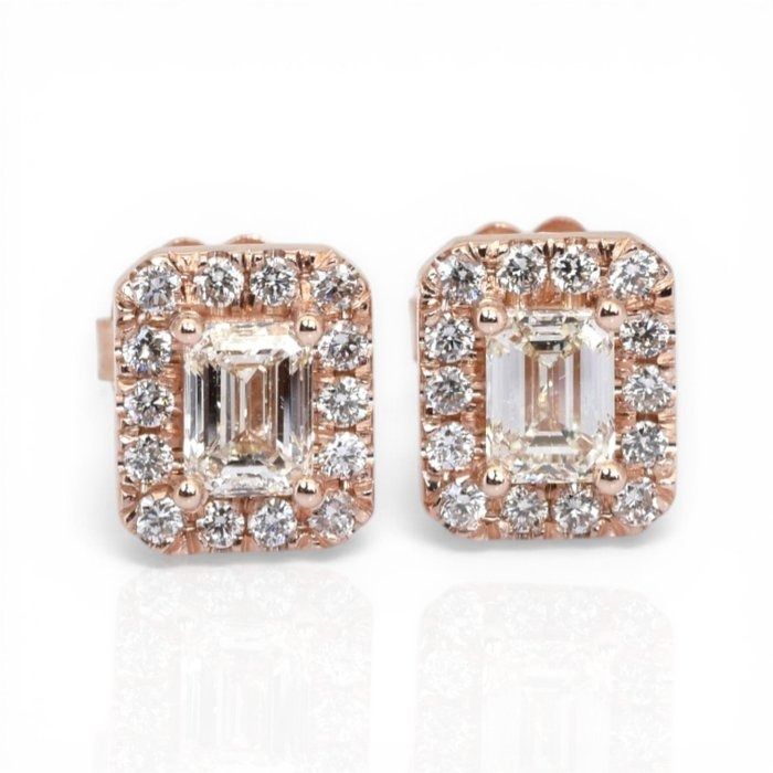 1.40 Carats GCI Certified Natural Diamond 18K Rose Gold Stud Earrings