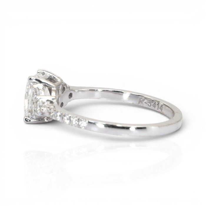 1.41 Carats IGI Certified Natural Diamond 18k White Gold Pave Ring
