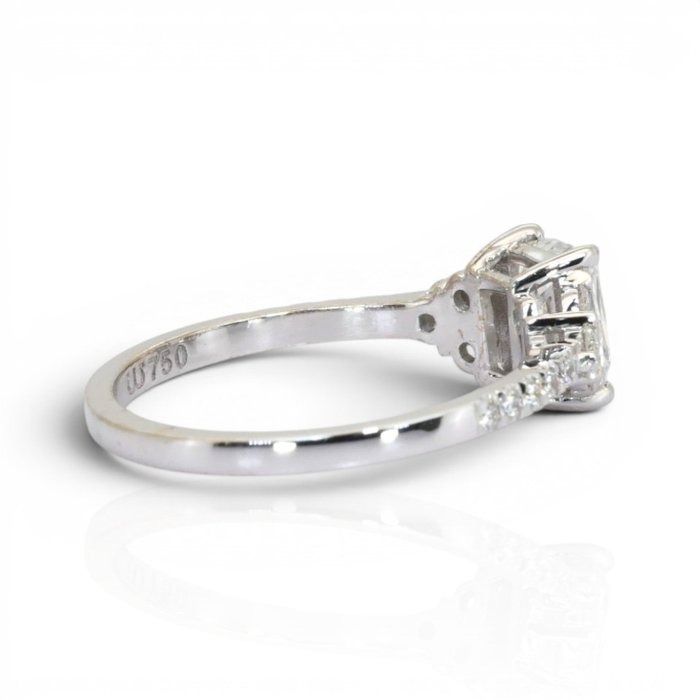 1.41 Carats IGI Certified Natural Diamond 18k White Gold Pave Ring