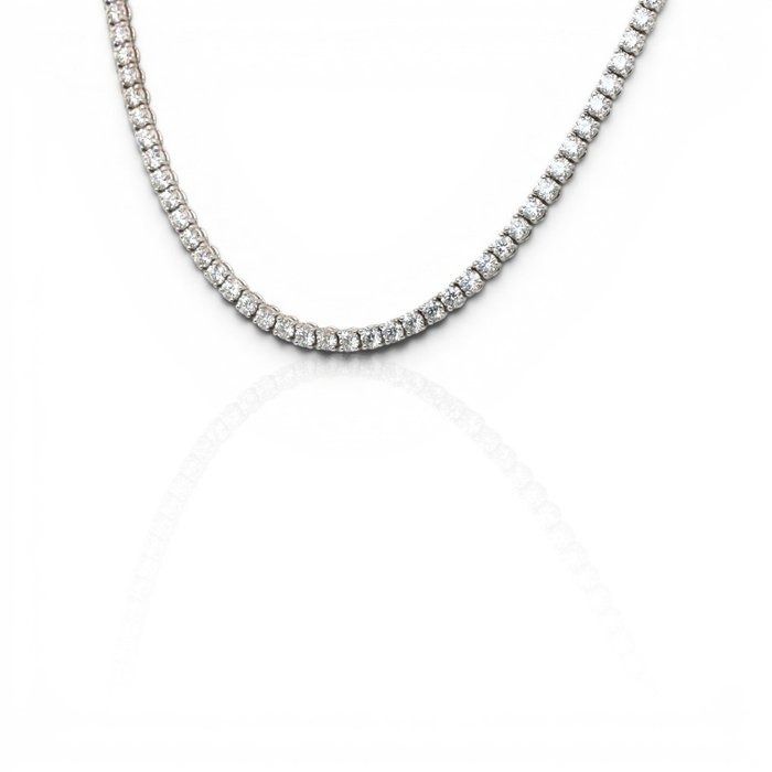 14.33 Carats IGI Certified Natural Diamond 18K White Gold Necklace