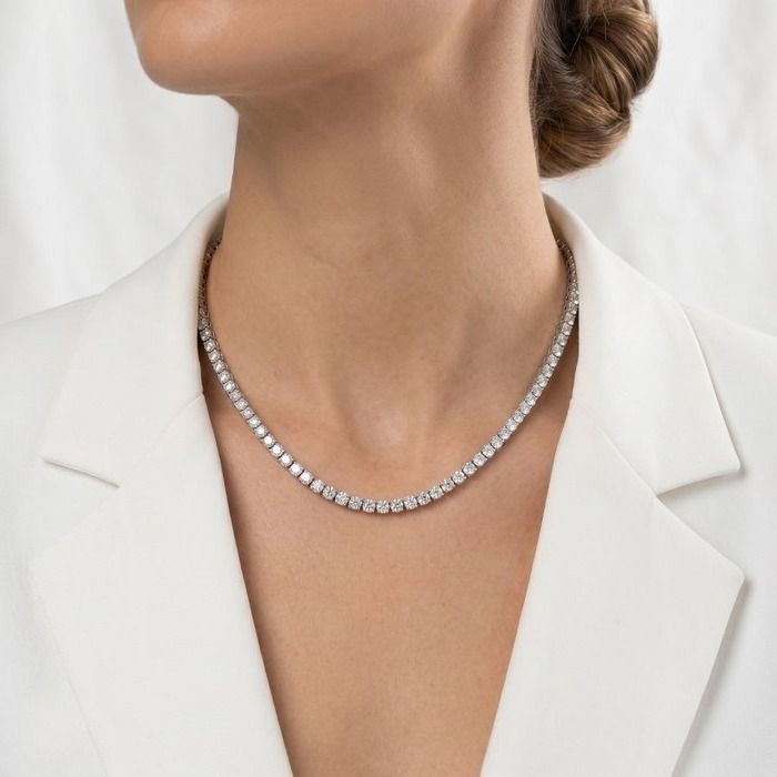 14.33 Carats IGI Certified Natural Diamond 18K White Gold Necklace