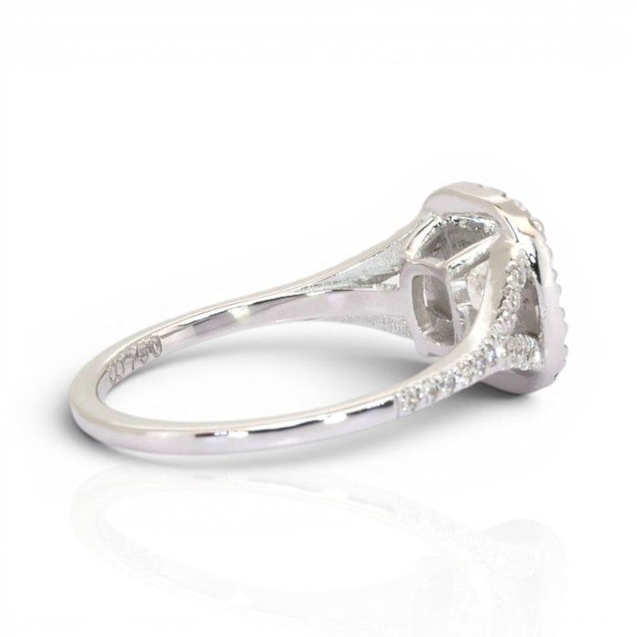 1.43 Carats IGI Certified Natural Diamond 18K White Gold Halo Ring
