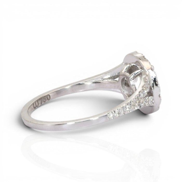 1.51 Carats IGI Certified Natural Diamond 18K White Gold Halo Ring