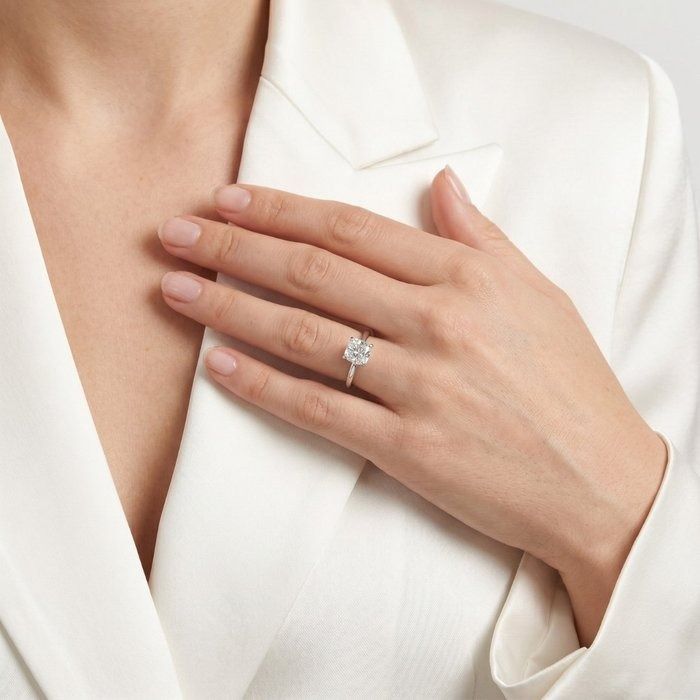 1.51 Carats IGI Certified Natural Diamond 18K White Gold Solitaire Ring
