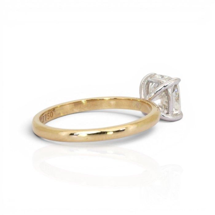 1.52 Carats IGI Certified Natural Diamond 18K Yellow And White Gold Solitaire Ring