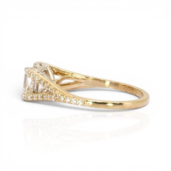 1.76 Carats IGI Certified Natural Diamond 18K Yellow Gold Pave Ring