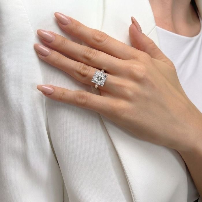 1.80 Carats GIA Certified Natural Diamond 18K White Gold Cluster Ring
