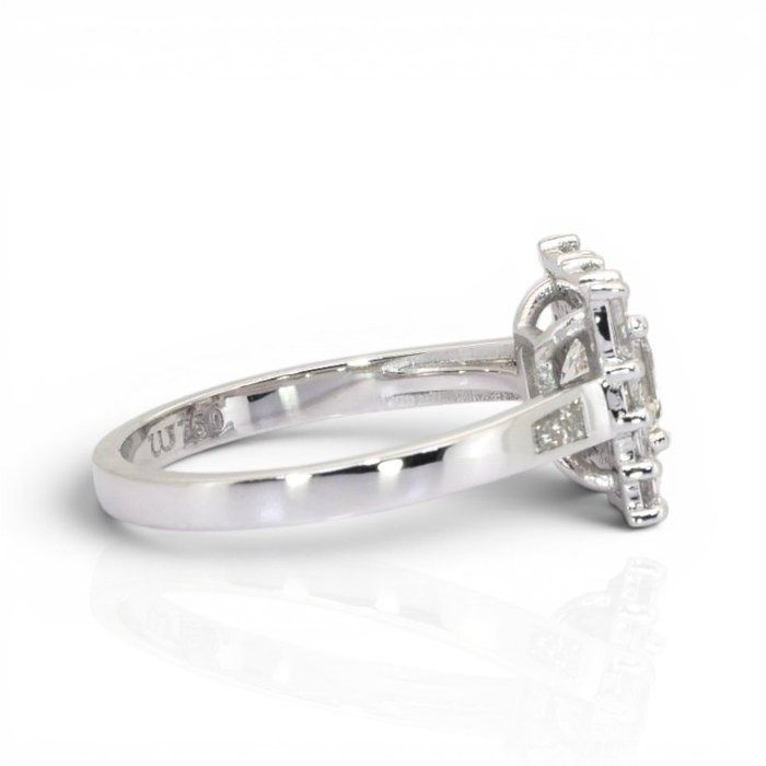 1.80 Carats GIA Certified Natural Diamond 18K White Gold Cluster Ring