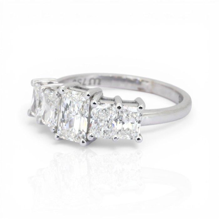 1.83 Carat GIA Certified 18K White Gold 5-Stone Ring