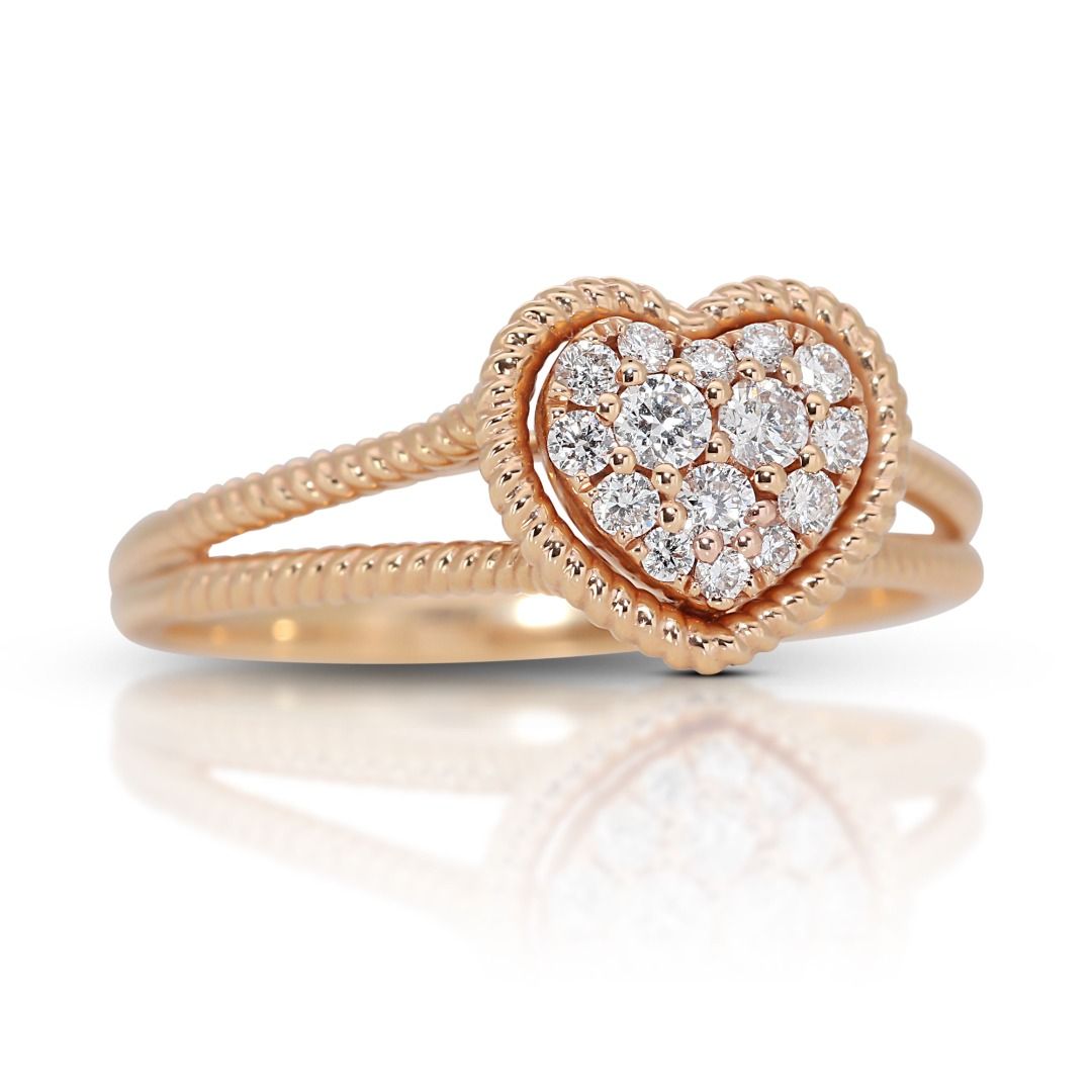 18K Rose Gold Heart-shaped Ring with 0.25ct Natural Diamond