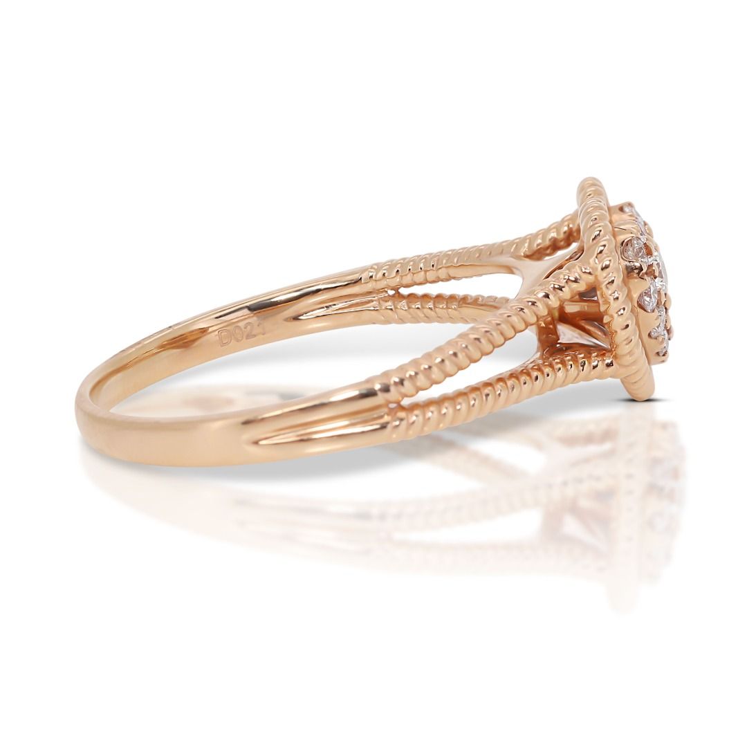18K Rose Gold Heart-shaped Ring with 0.25ct Natural Diamond