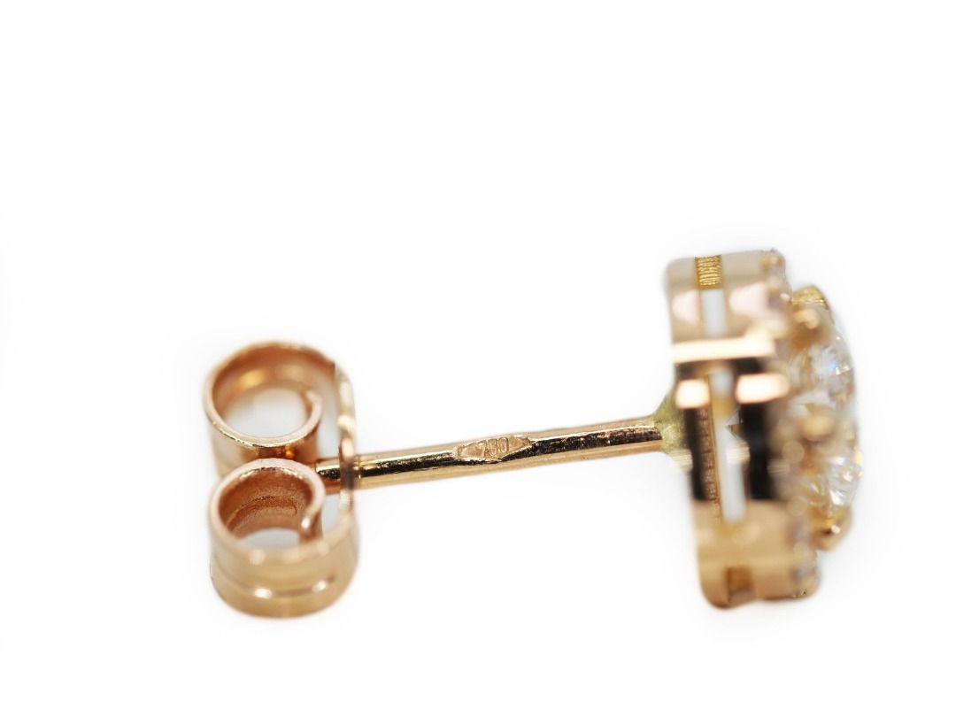 18k Yellow Gold Halo Earrings 0.80 carats Diamond Stud Earrings - IGI Certificate