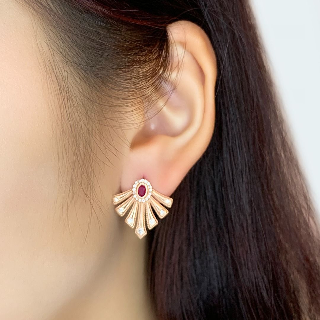 Elegant 0.75ct Oval Earrings in 14K Rose Gold