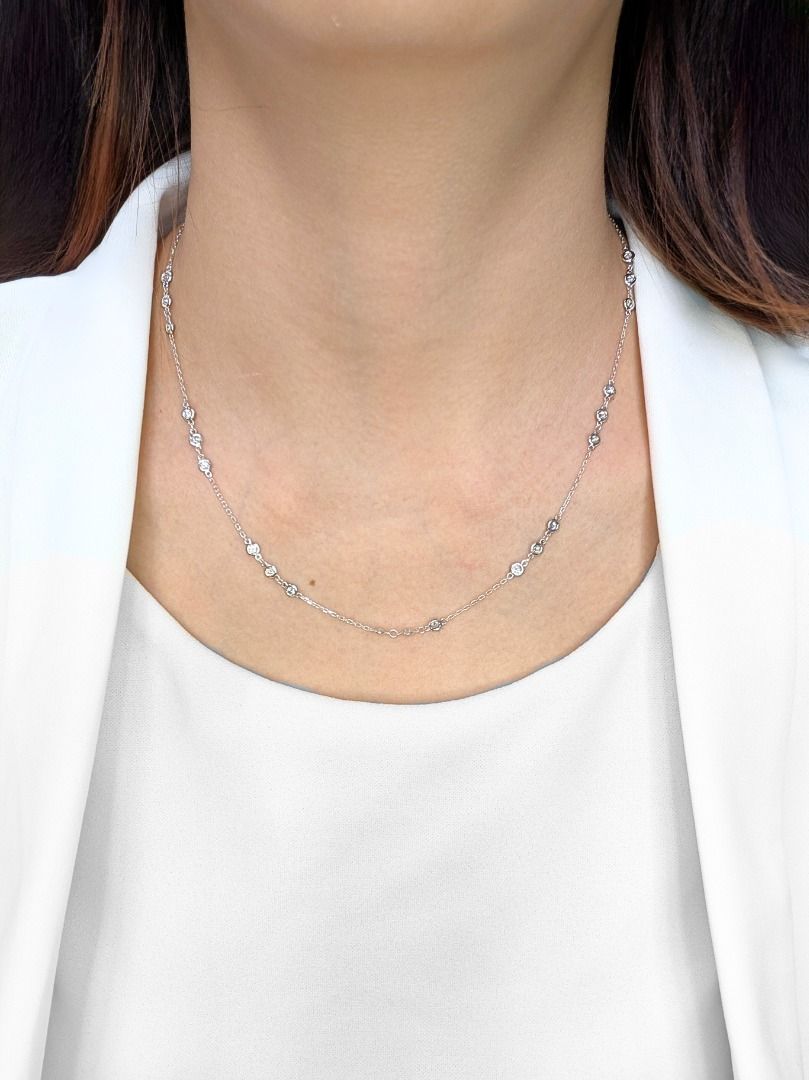 Dazzling 1.5ct Natural Diamond 14K White Gold Necklace