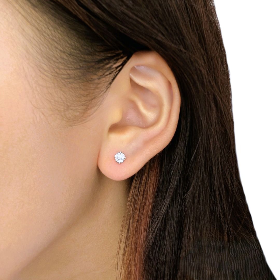 Brilliant 0.54ct Natural Diamond Stud Earrings in 18K White Gold (New-Unworn)