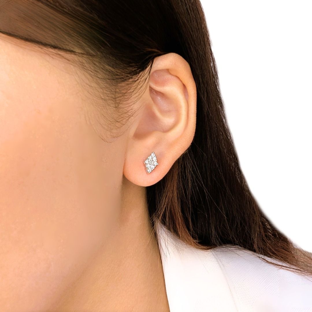 Radiant 0.27ct Natural Diamond 18K White Gold Earrings