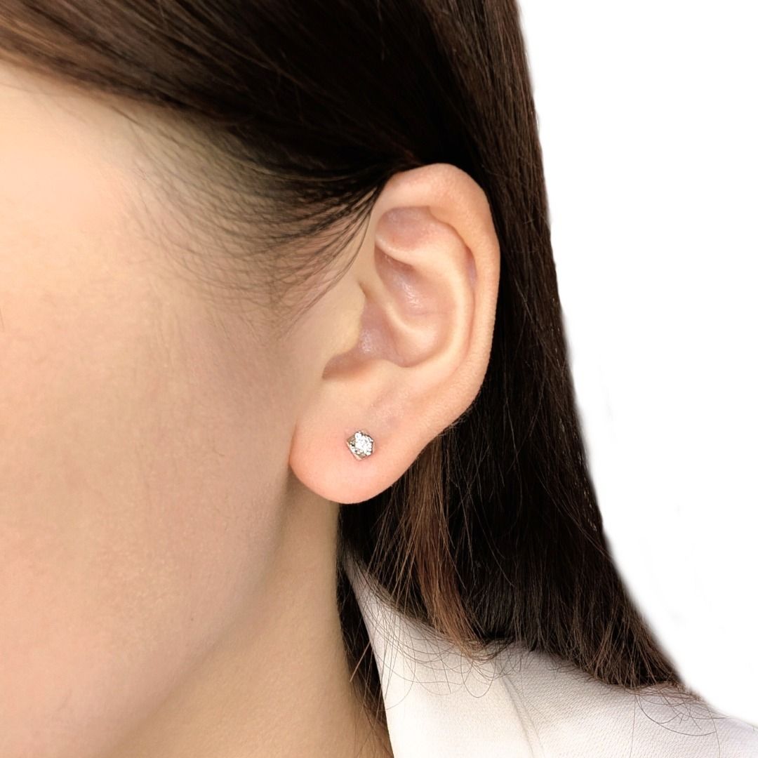 Dainty 0.1ct Natural Diamond Stud Earrings in 18K White Gold