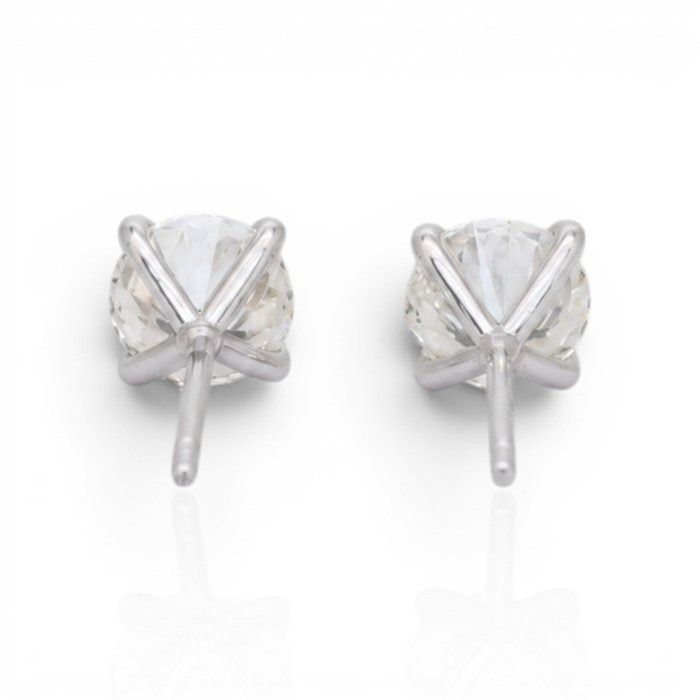 2.01 Carats IGI Certified Natural Diamond 18K White Gold Stud Earrings