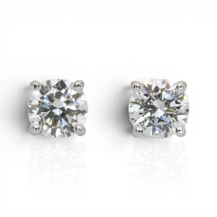2.01 Carats IGI Certified Natural Diamond 18K White Gold Stud Earrings