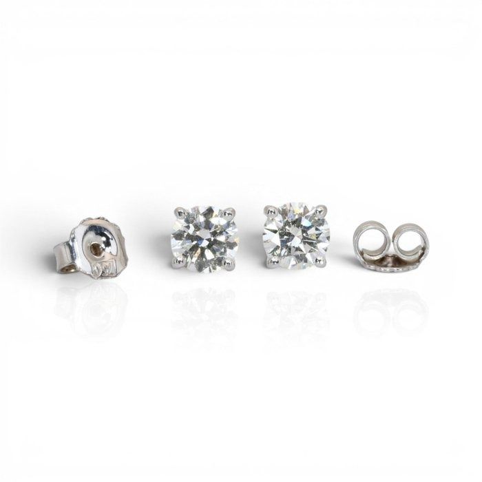 2.01 Carats IGI Certified Natural Diamond 18K White Gold Stud Earrings