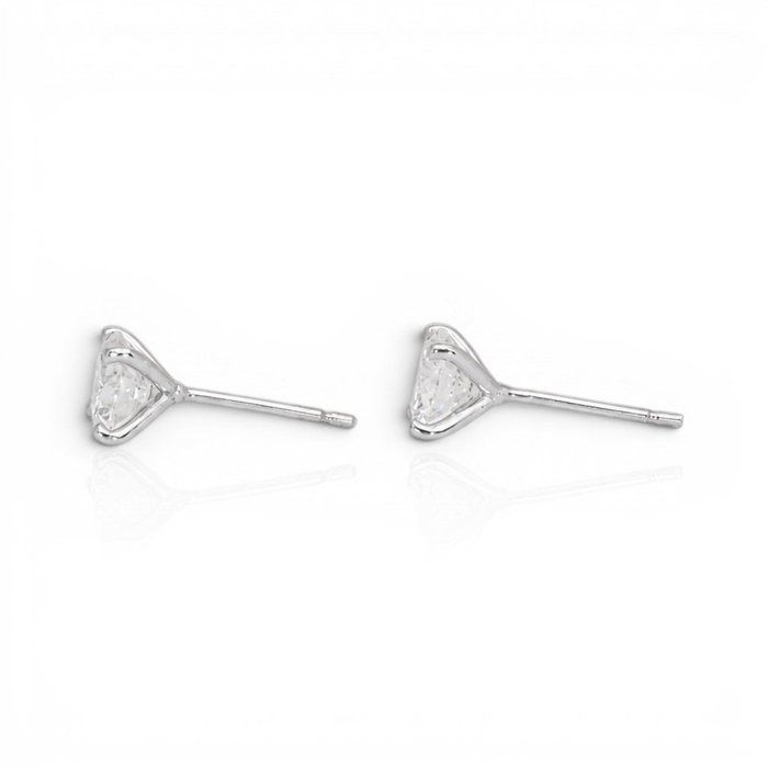 2.01 Carats IGI Certified Natural Diamond 18K White Gold Stud Earrings