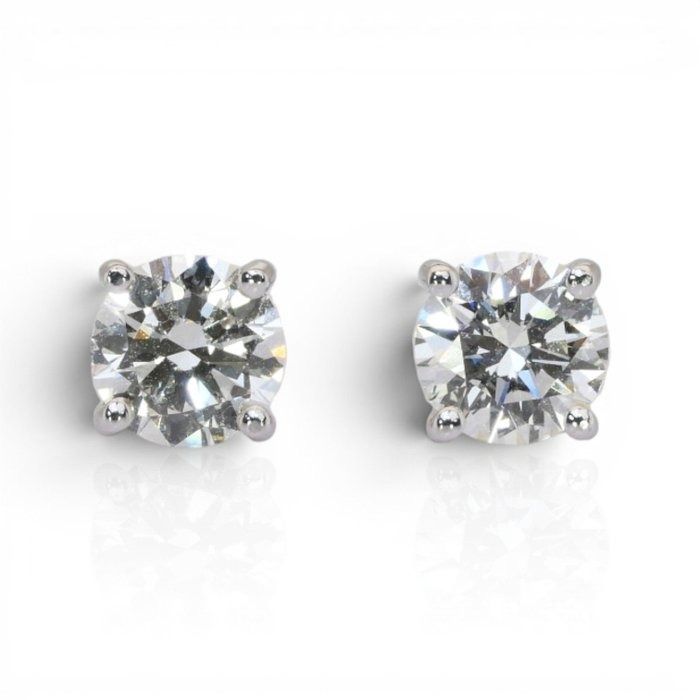 2.01 Carats IGI Certified Natural Diamond 18K White Gold Stud Earrings