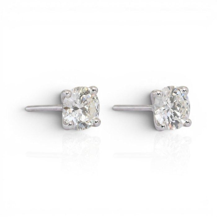 2.01 Carats IGI Certified Natural Diamond 18K White Gold Stud Earrings