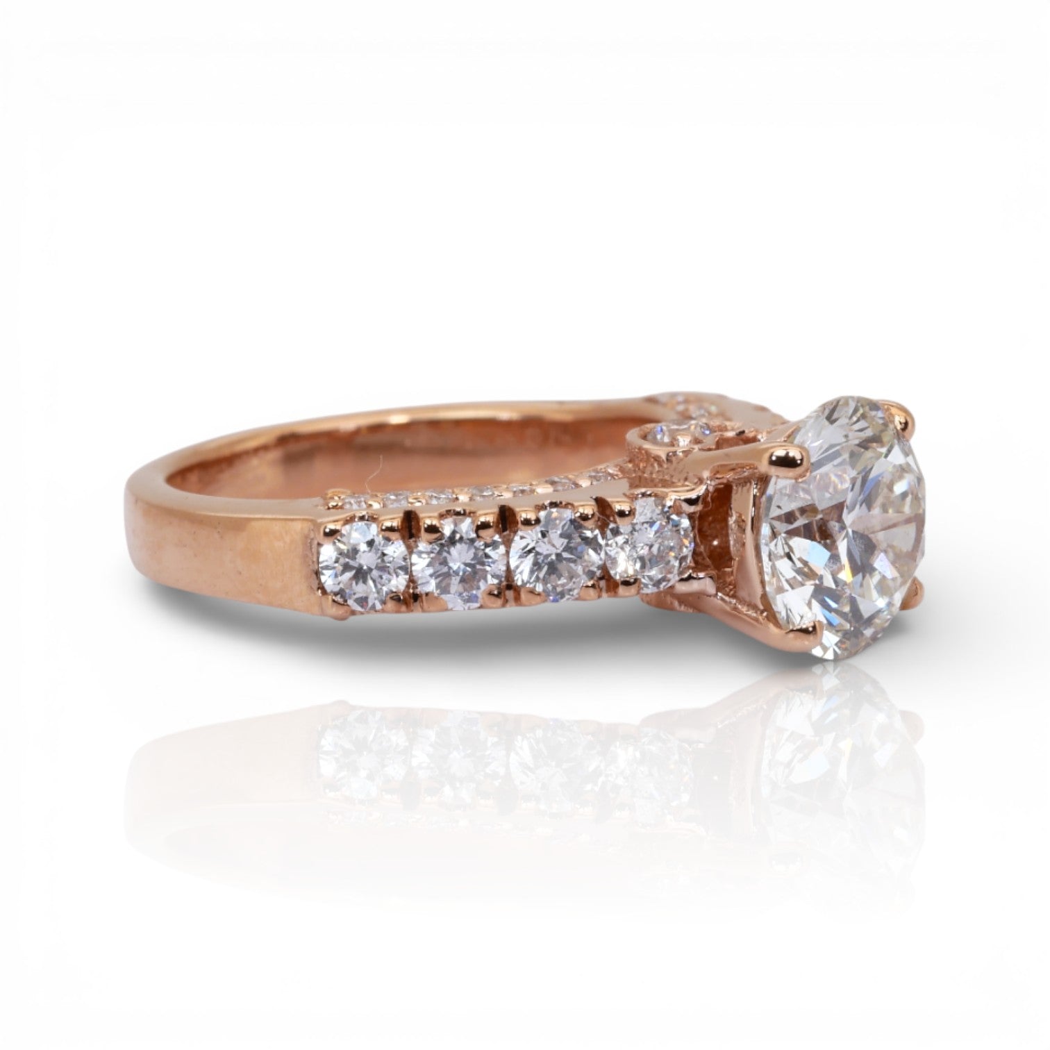 3.00 Carats IGI Certified Natural Diamonds 18k Rose Gold Pave Ring