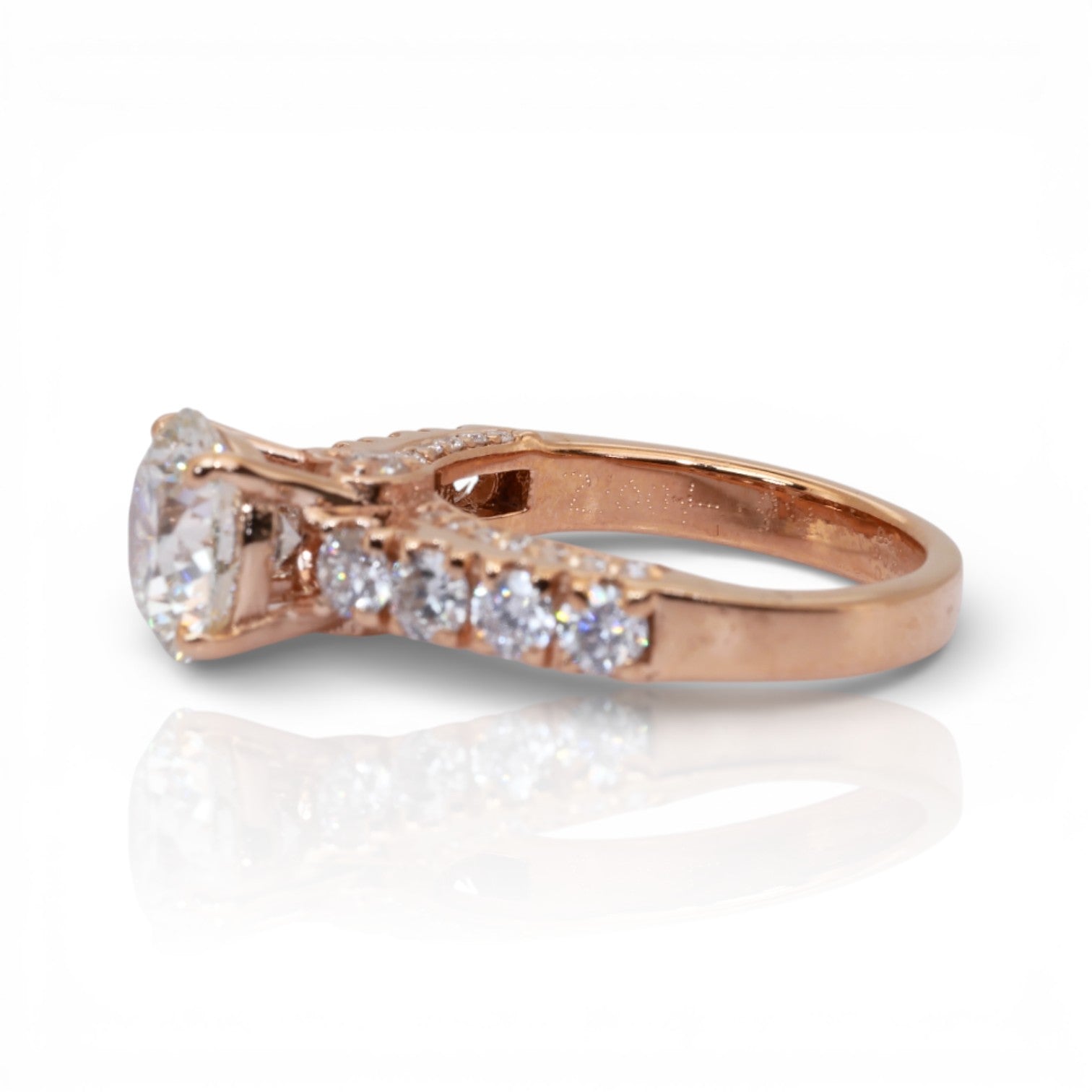 3.00 Carats IGI Certified Natural Diamonds 18k Rose Gold Pave Ring
