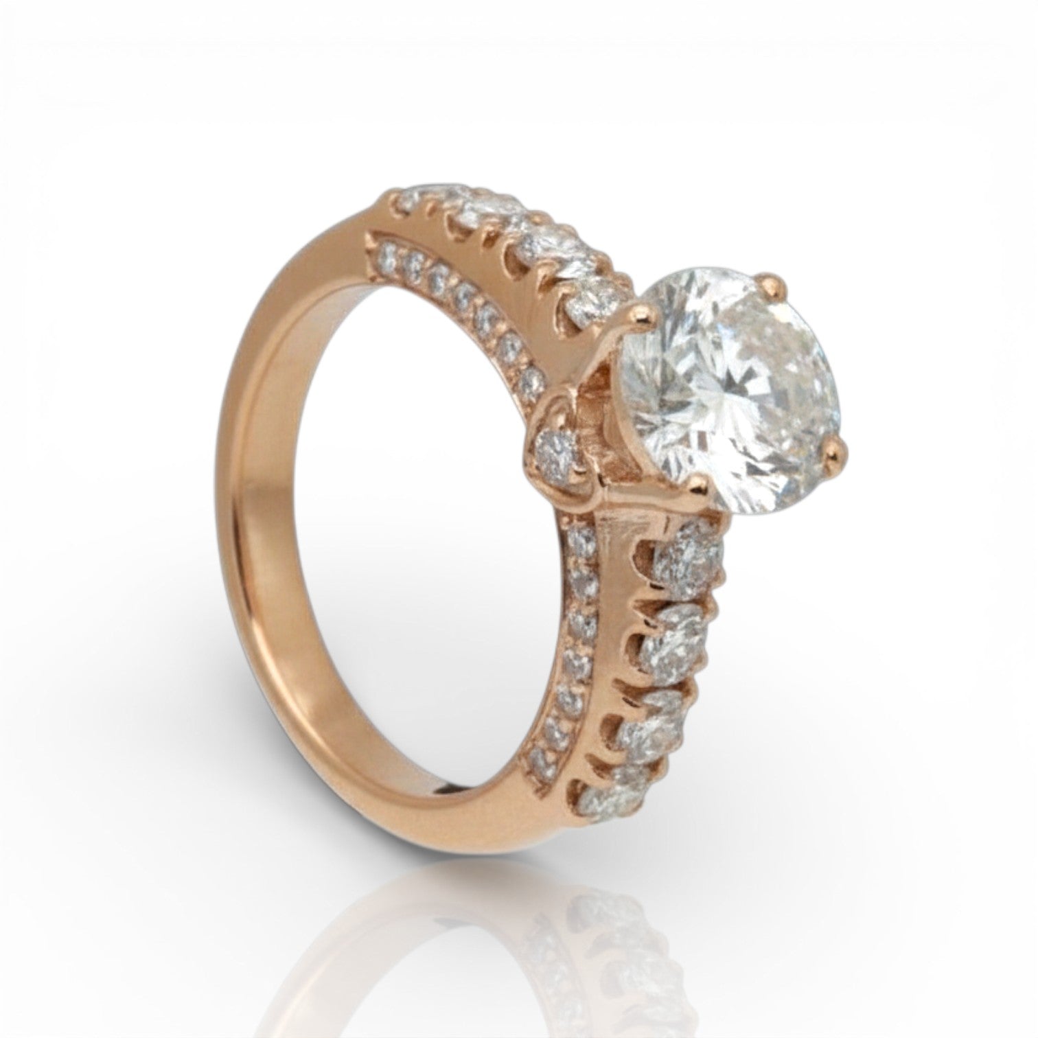 3.00 Carats IGI Certified Natural Diamonds 18k Rose Gold Pave Ring