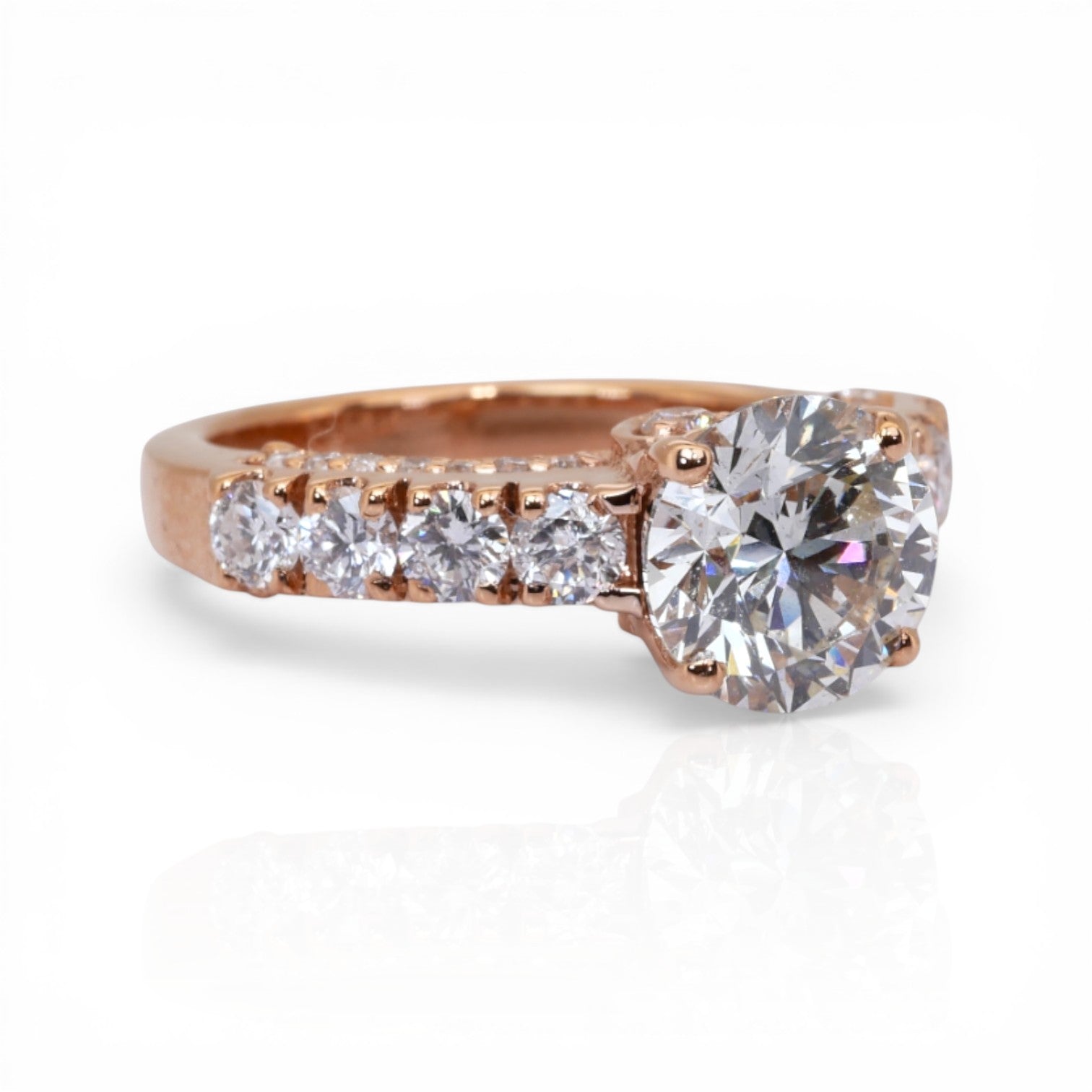 IGI Certified 3.00ct Diamonds Pave Ring in 18k Rose Gold