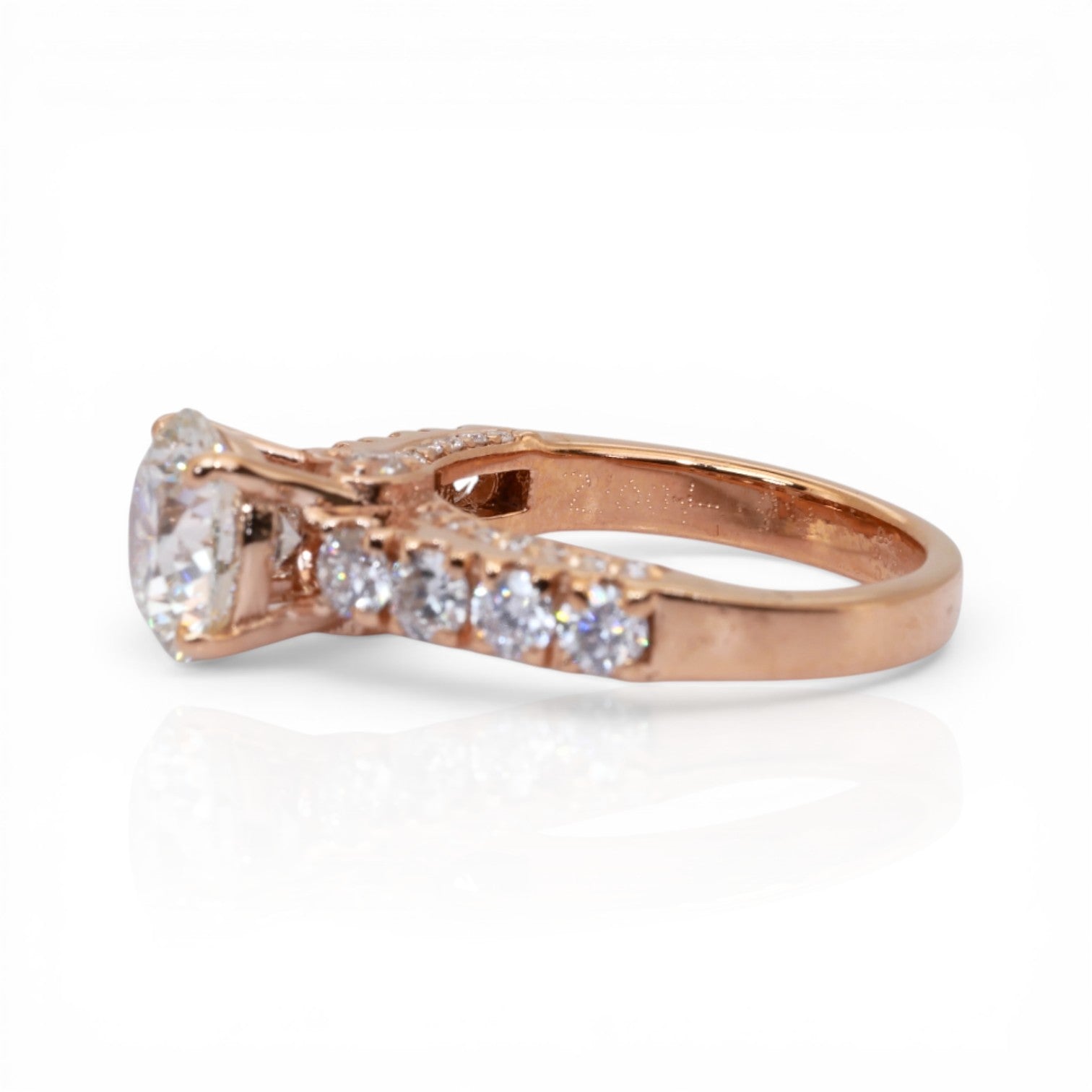 IGI Certified 3.00ct Diamonds Pave Ring in 18k Rose Gold